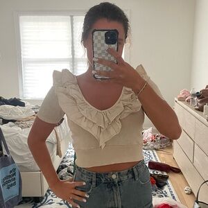 Zara ruffled tee shirt. Size small